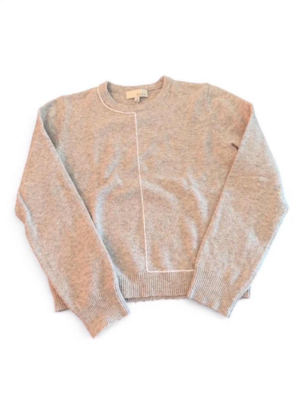 Pinch Light Grey Crewneck Sweater with Contrasting Stitch - Picture 2 of 5